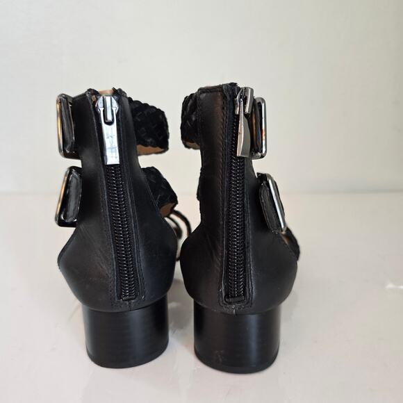 Franco Sarto Toma Sandal Women's 6M Black Suede Smooth Leather Braided Party - Picture 10 of 14